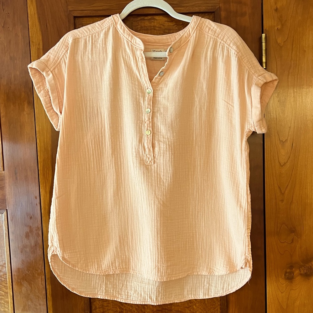 Faherty Dream Cotton Peach colored Gauze Top
